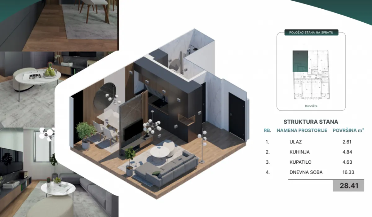 Sale, apartment, 28m², Sajam, Novi Sad Sve Podlokacije