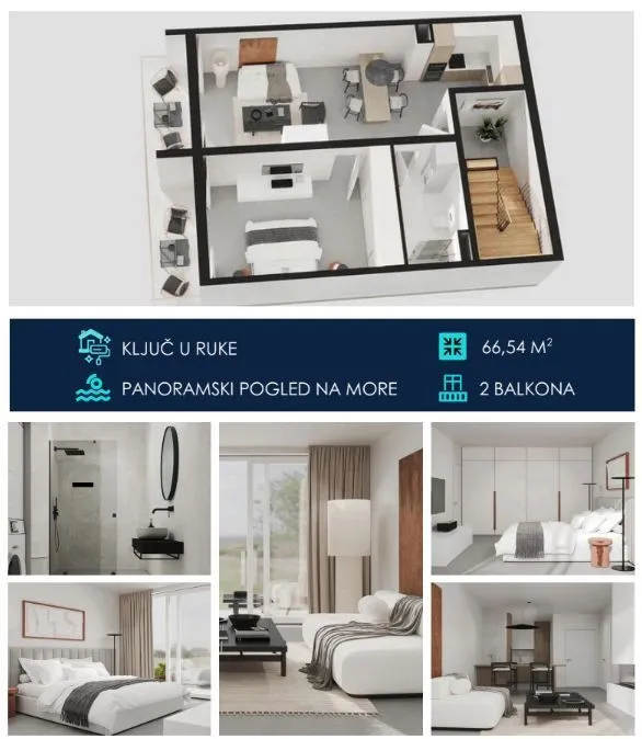 Sale, one bedroom apartment, 66m², Tivat, Crna Gora