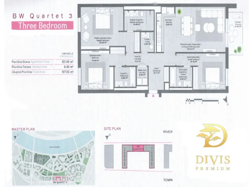 Sale, four bedroom apartment, 128m², Savski Venac, Beograd