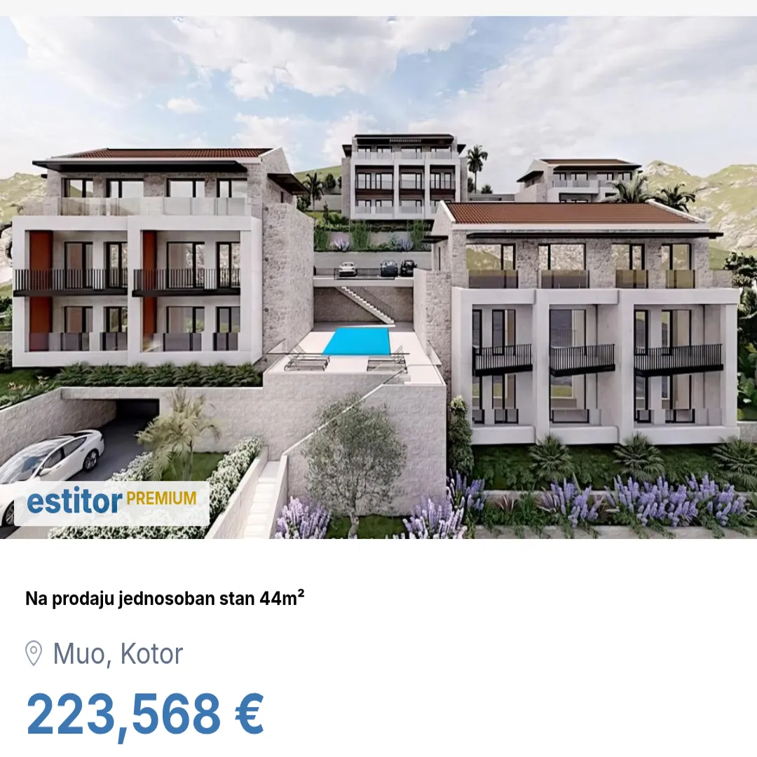 Prodaja, jednosoban stan, 44m², Muo, Kotor