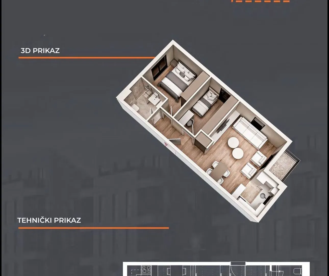 Prodaja, dvosoban stan, 55m², Zabjelo, Podgorica
