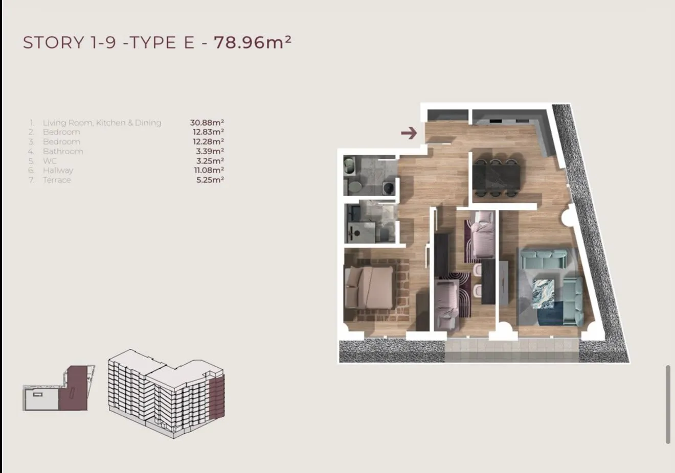 Sale, two bedroom apartment, 79m², Centar, Bar