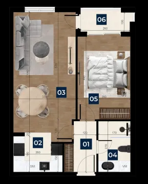 Arhitektonski plan stana sa rasporedom prostorija i namještaja. - image 8