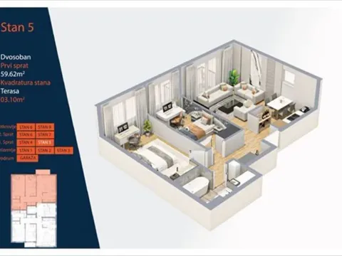 Sale, two bedroom apartment, 60m², Voždovac Sve Podlokacije, Beograd - image 3