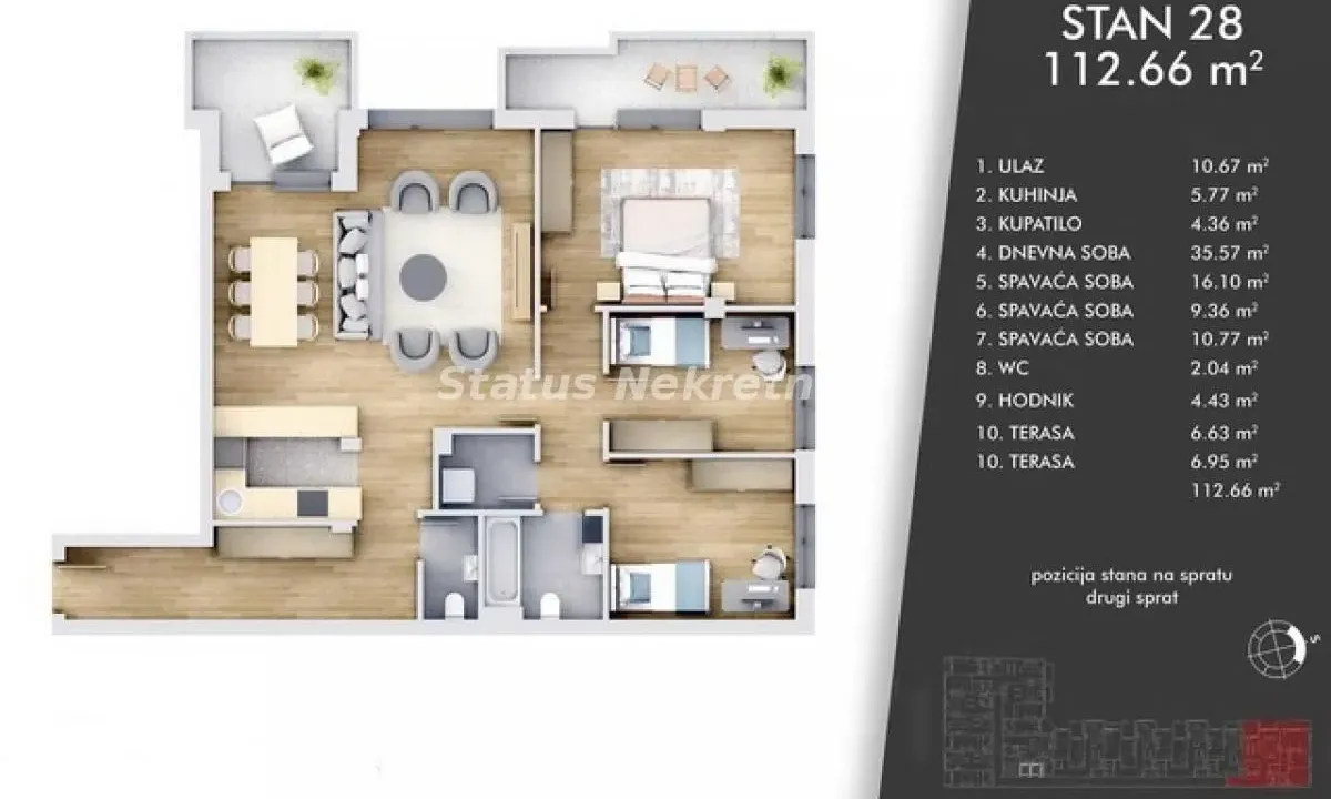 Prodaja, četvorosoban stan, 113m², Centar, Novi Sad
