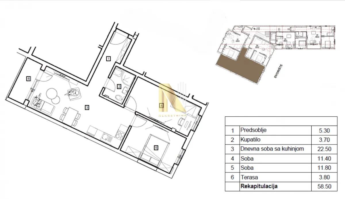 Prodaja, dvosoban stan, 58m², Telep, Novi Sad Sve Podlokacije