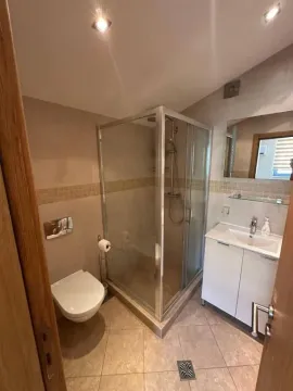 Kupatilo opremljeno tuš kabinom, umivaonikom i toaletom. - image 3