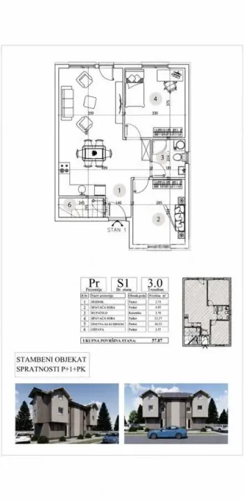 Sale, three bedroom apartment, 71m², Futog, Novi Sad Sve Podlokacije