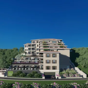 Spoljašnji izgled stambene zgrade sa uređenim dvorištem i terasama. - image 5