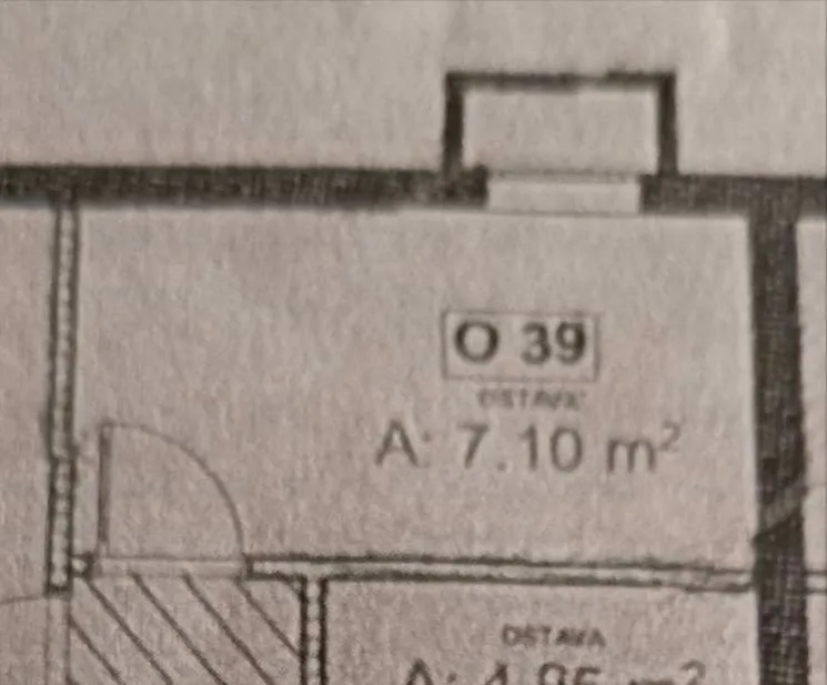 Architectural floor plan drawing with marked room area.