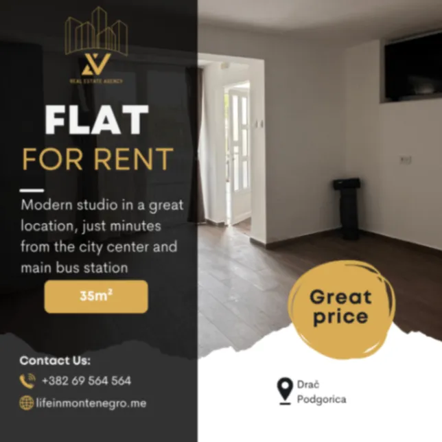 Izdavanje, garsonjera, 35m², Drac, Podgorica