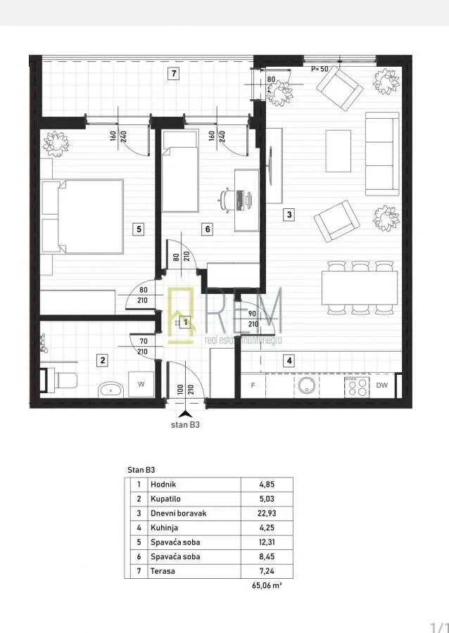 Prodaja, dvosoban stan, 61m², Zagorič, Podgorica