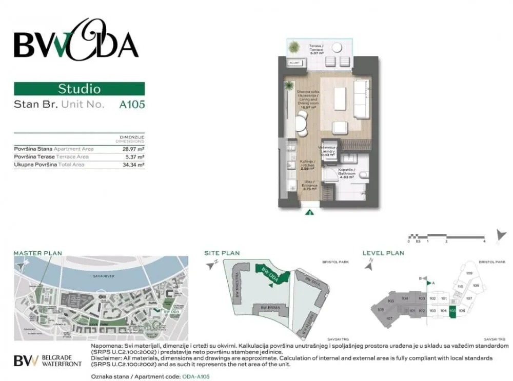 Prodaja, dvosoban stan, 34m², Savski Venac, Beograd