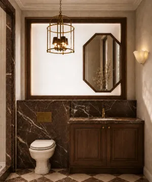 Elegantno opremljeno kupatilo sa umivaonikom, WC šoljom i velikim ogledalom. - image 18
