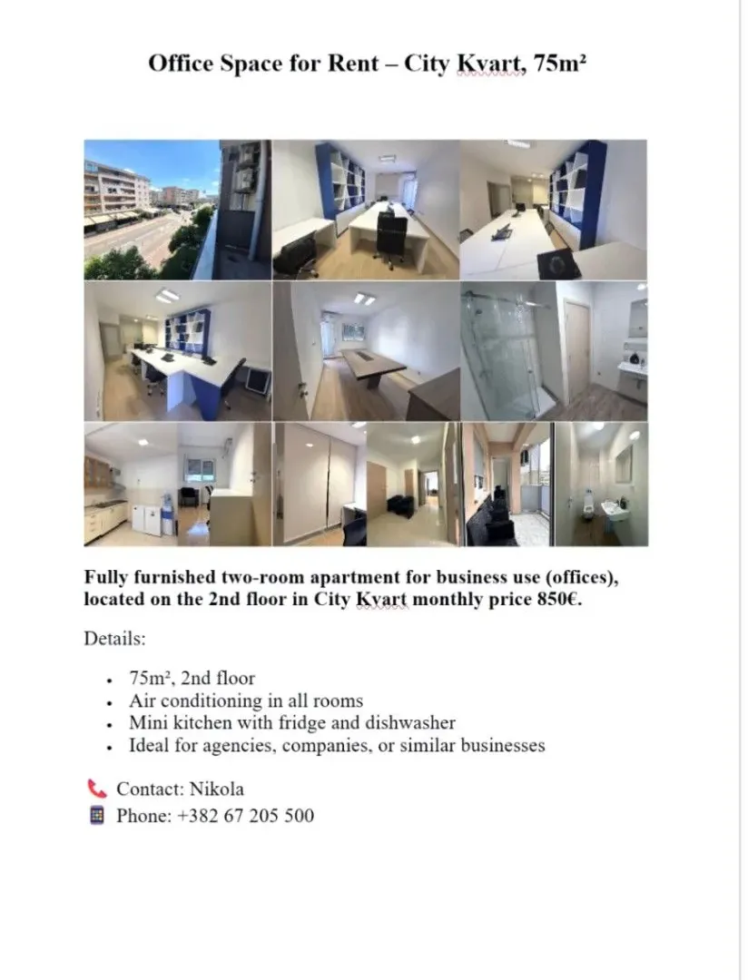 Izdavanje, trosoban stan, 75m², City Kvart, Podgorica