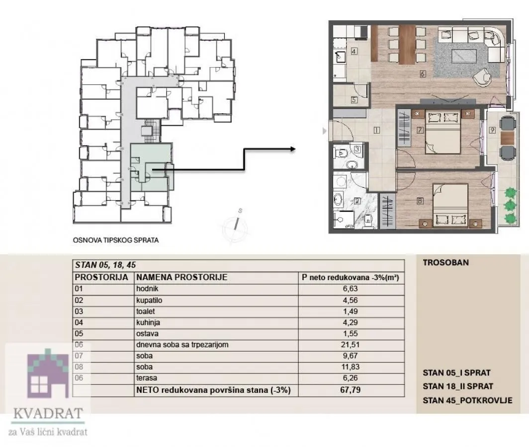 Sale, three bedroom apartment, 64m², Obrenovac, Beograd