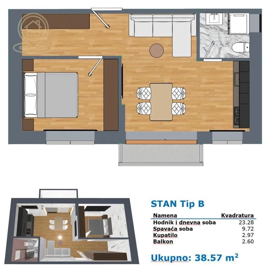 Sale, one bedroom apartment, 38m², Durlan, Niš