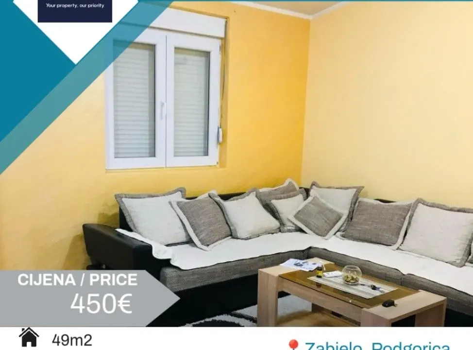 Izdavanje, jednosoban stan, 49m², Zabjelo, Podgorica