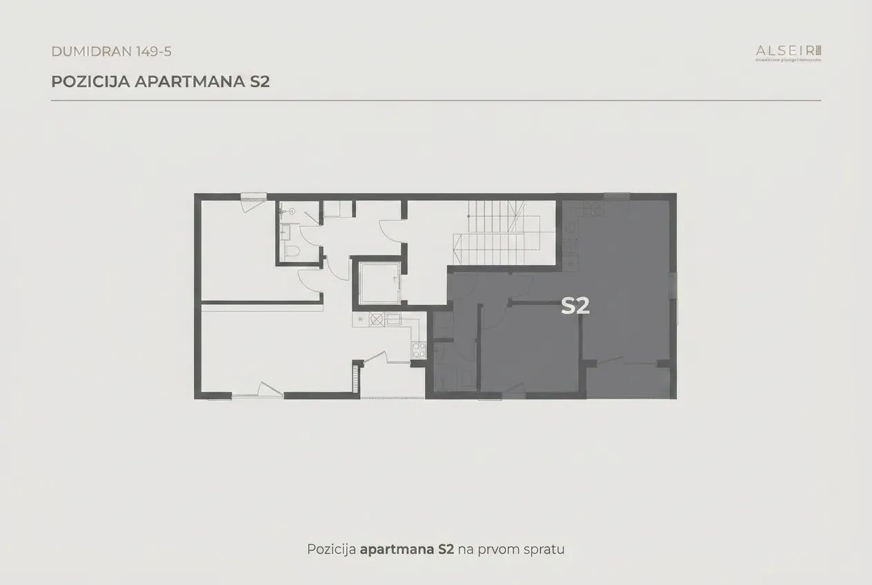 Prodaja, jednosoban stan, 48m², Dumidran, Tivat