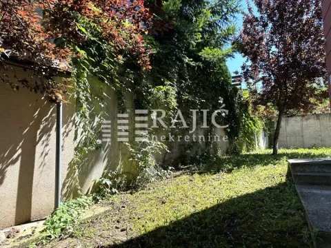Green yard with a vine-covered wall and a tree. - image 19
