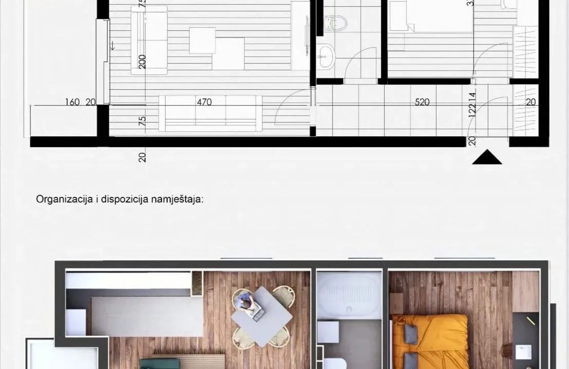 Sale, one bedroom apartment, 55m², Momišići, Podgorica