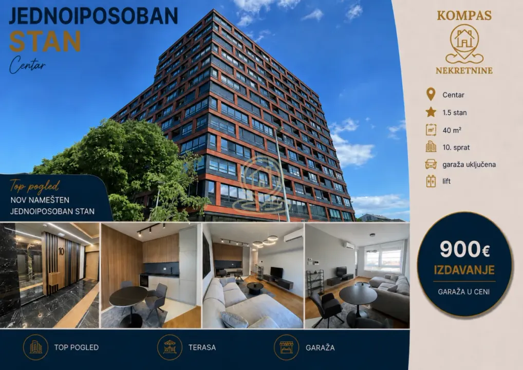 Rent, one bedroom apartment, 40m², Centar, Novi Sad