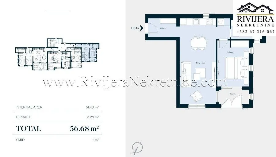 Prodaja, jednosoban stan, 57m², Tivat, Crna Gora
