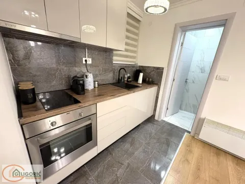 Modern kitchen with built-in oven, sink, and countertops. - image 6