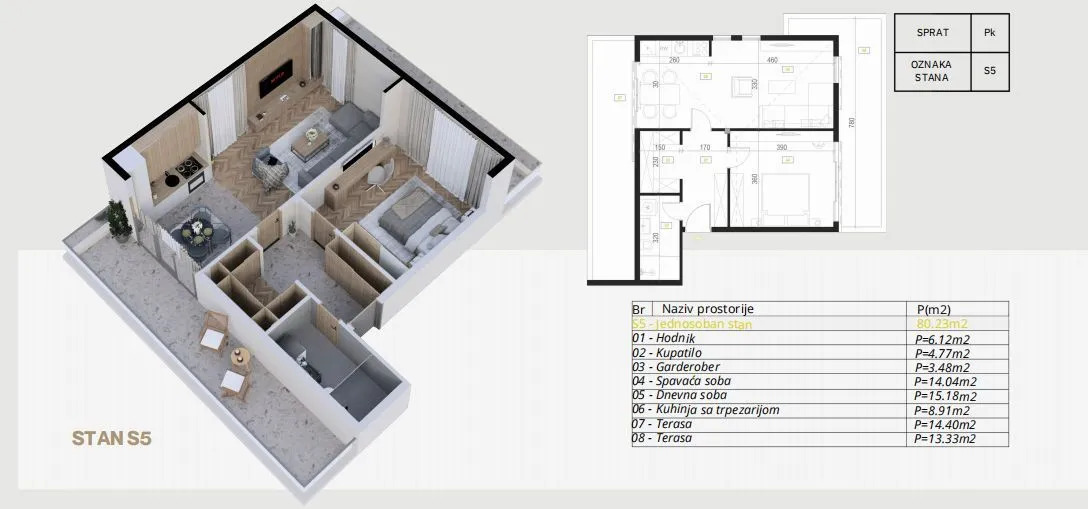 Sale, one bedroom apartment, 53m², Budva, Crna Gora