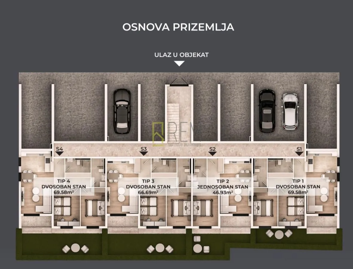 Prodaja, jednosoban stan, 47m², Donja Gorica, Podgorica