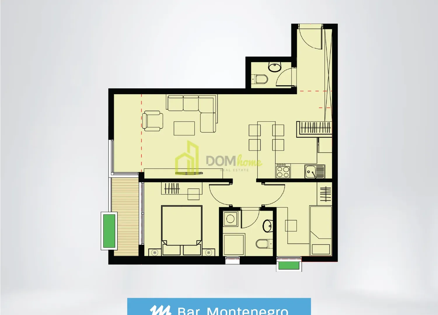 Sale, two bedroom apartment, 57m², Šušanj, Bar
