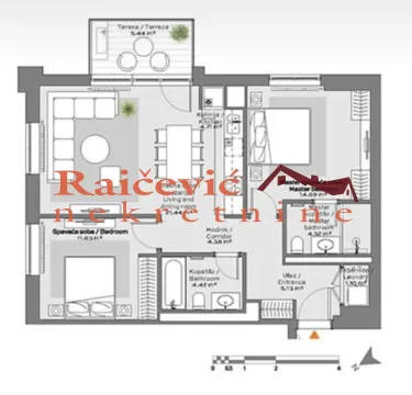 Floor plan of the apartment showing the layout of rooms and furniture. - image 16