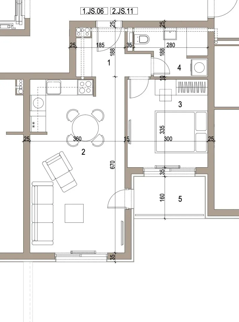 Sale, one bedroom apartment, 46m², Pod Kuk, Tivat