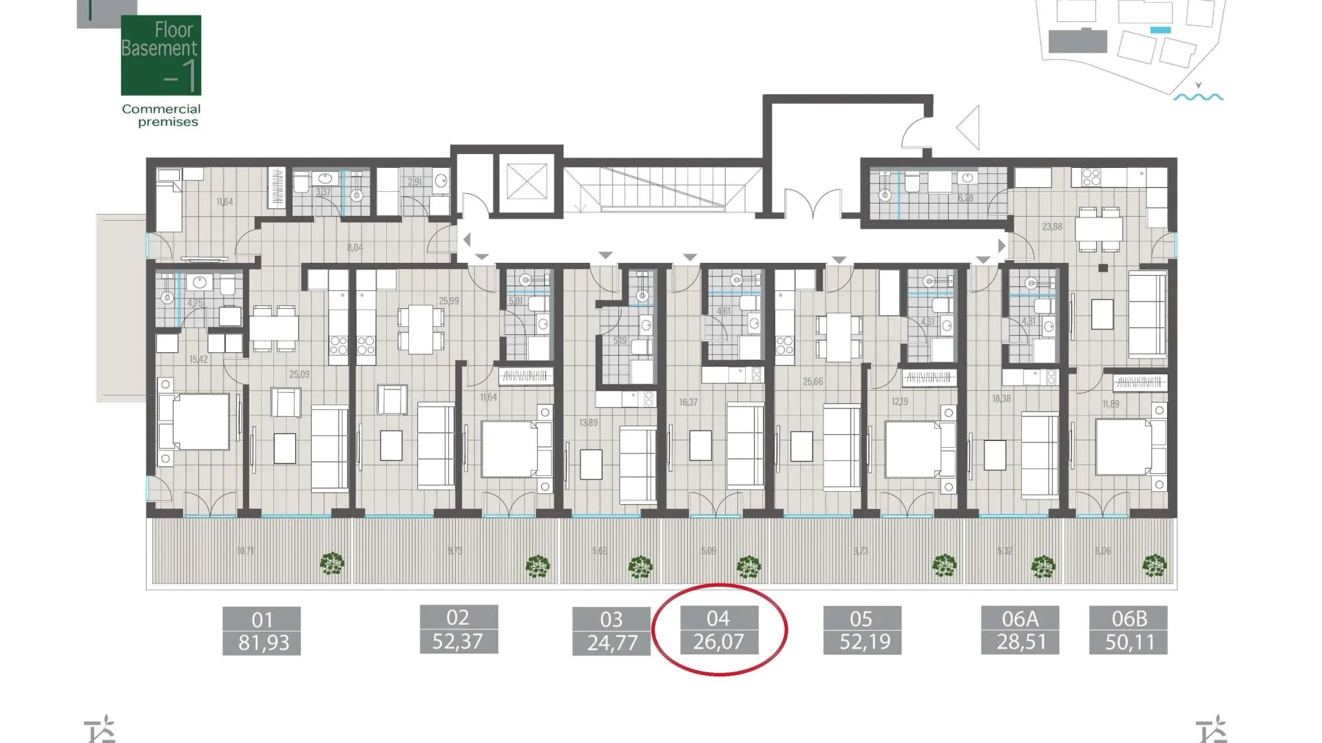 Sale, studio apartment, 26m², Centar, Tivat