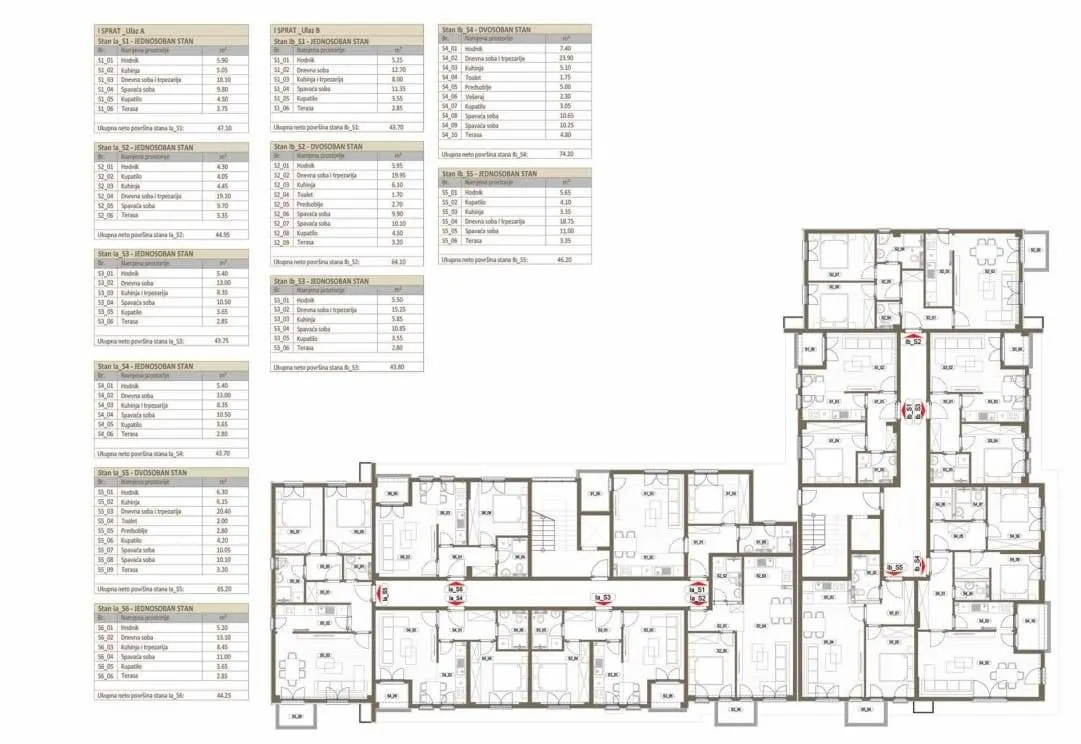 Prodaja, jednosoban stan, 44m², Stari Aerodrom, Podgorica