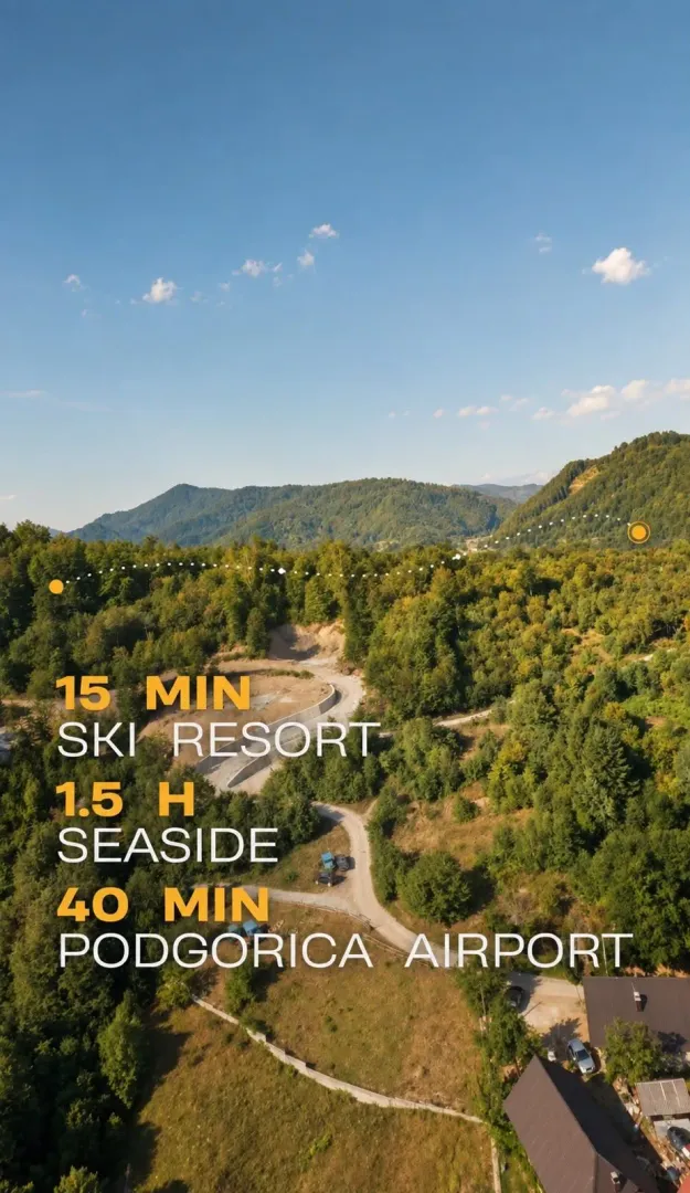 Pogled iz vazduha na zemljište i okolnu prirodu.