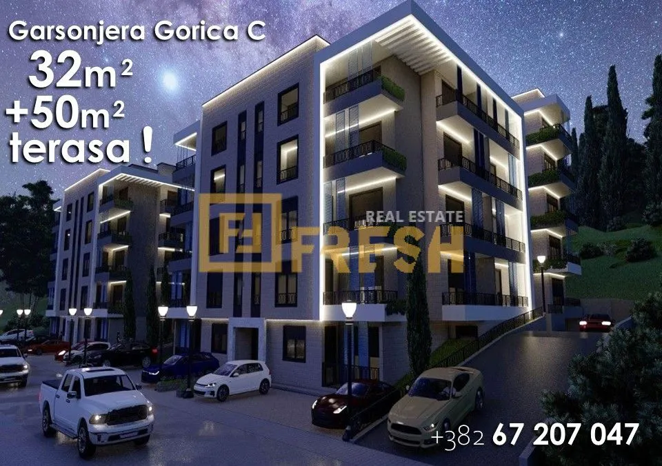 Prodaja, garsonjera, 32m², Gorica C, Podgorica