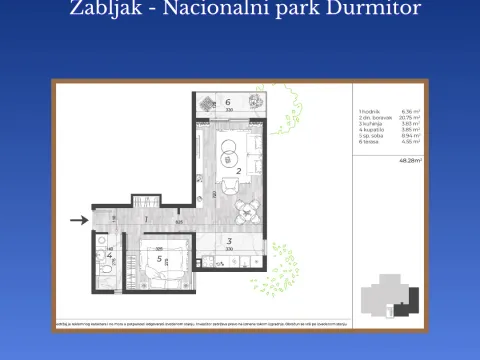 Sale, two bedroom apartment, 48m², Žabljak II, Žabljak - image 8