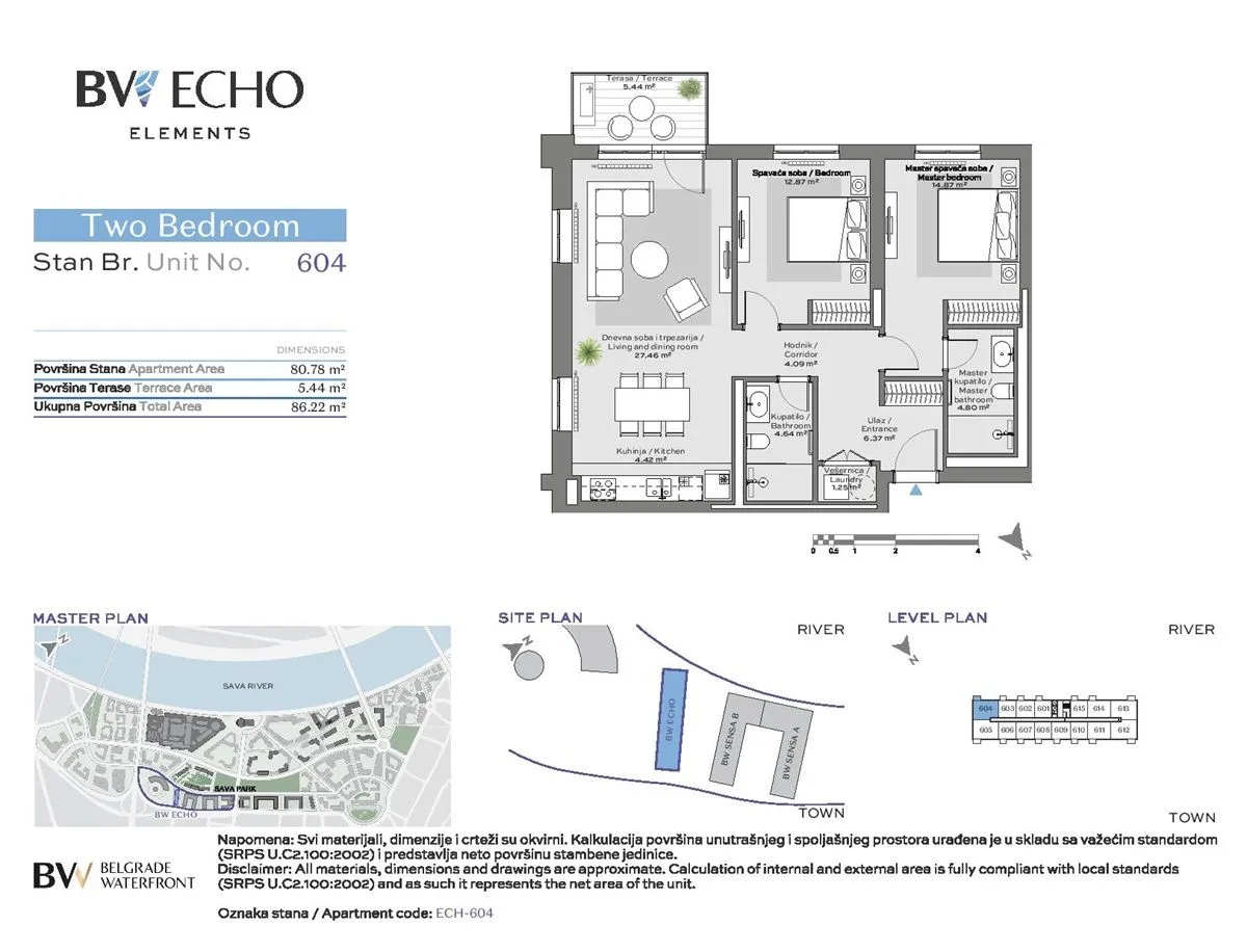 Sale, three bedroom apartment, 86m², Beograd Na Vodi, Beograd