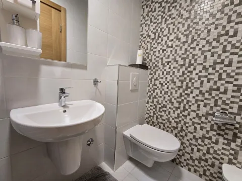 Moderno opremljeno kupatilo sa umivaonikom i wc šoljom. - image 13