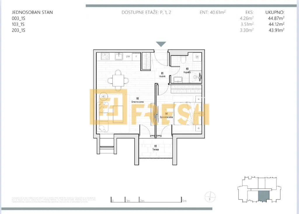 Sale, one bedroom apartment, 43m², Kolašin, Crna Gora