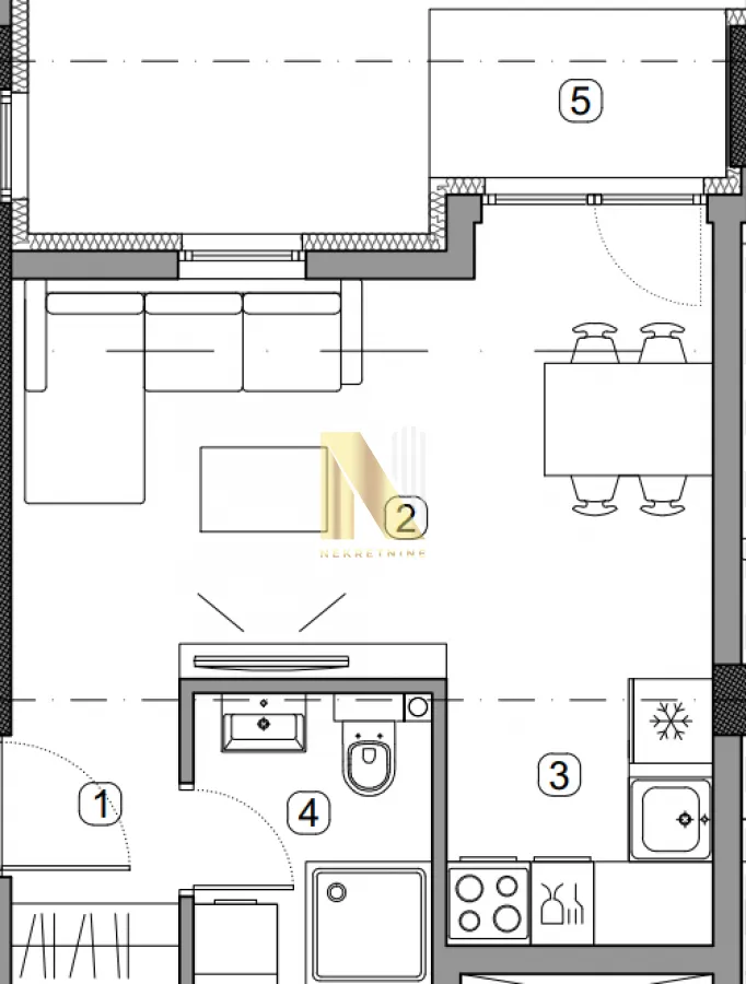 Prodaja, garsonjera, 27m², Centar, Inđija