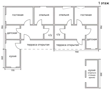 Osnova prizemlja objekta sa rasporedom prostorija i dimenzijama. - image 18