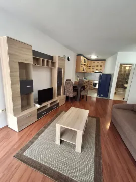 Dnevni boravak sa garniturom, TV komodom i trpezarijom u nastavku. - image 5