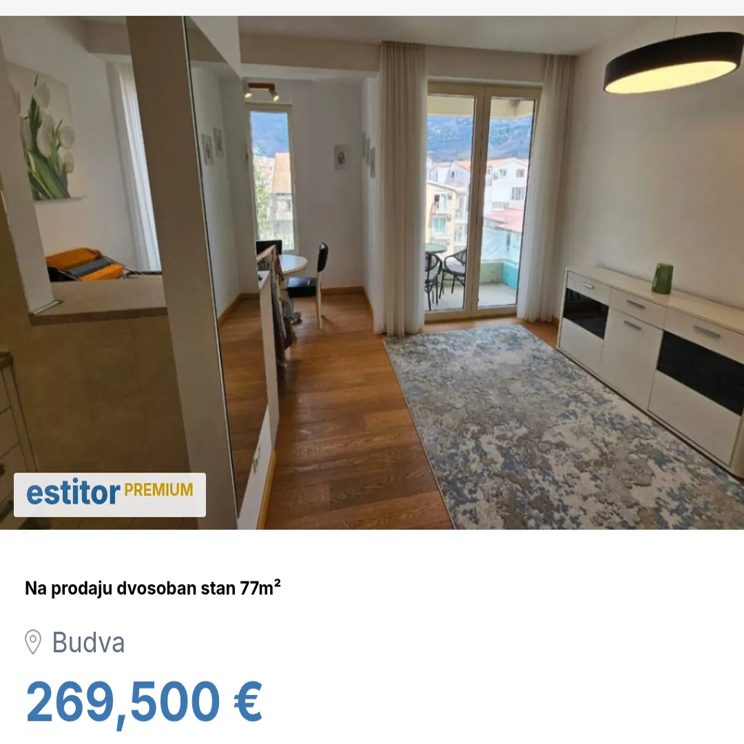 Prodaja, dvosoban stan, 77m², Budva, Crna Gora