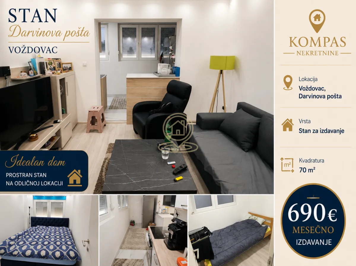 Izdavanje, četvorosoban stan, 70m², Voždovac Sve Podlokacije, Beograd