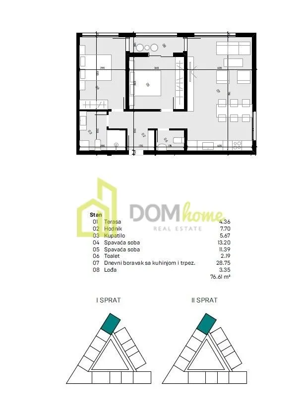 Sale, two bedroom apartment, 76m², Donja Gorica, Podgorica