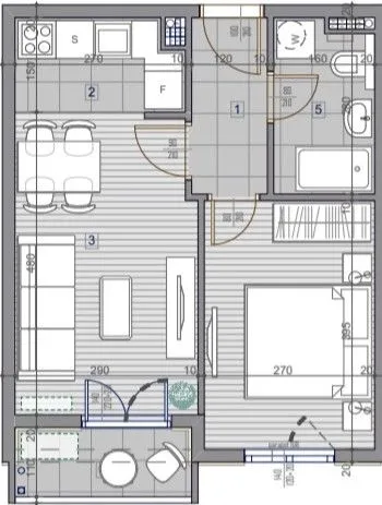 Prodaja, jednosoban stan, 38m², Stari Aerodrom, Podgorica