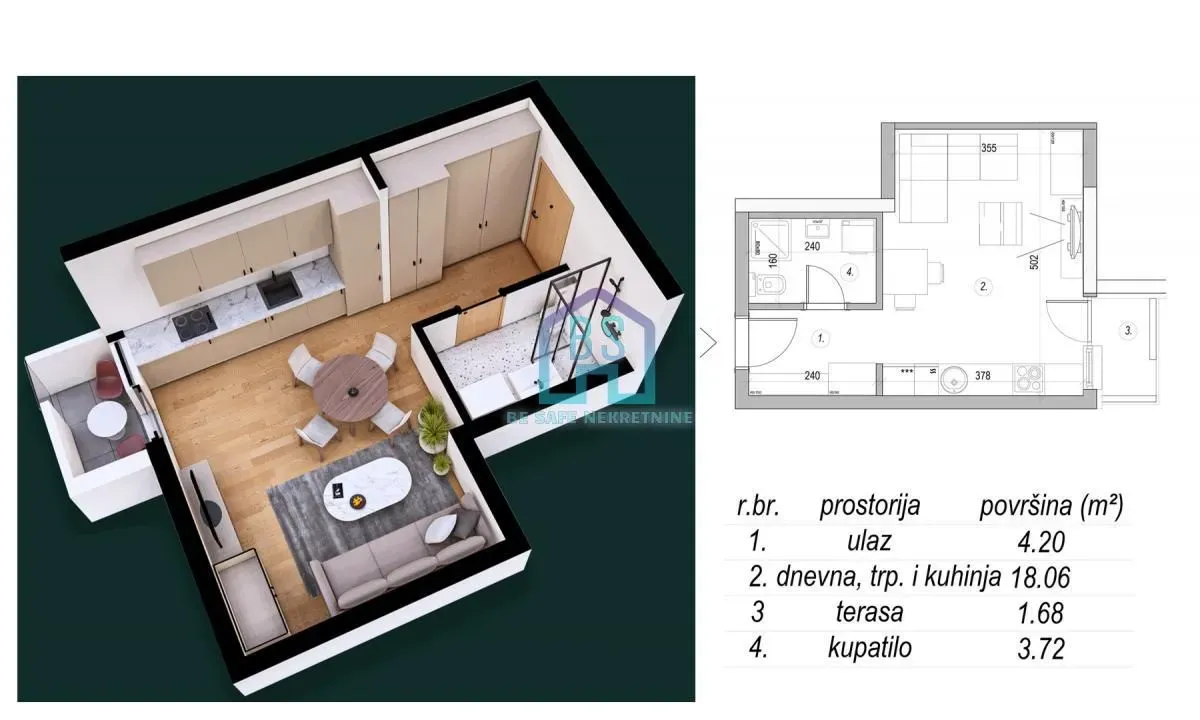 Prodaja, garsonjera, 28m², Mišeluk, Petrovaradin