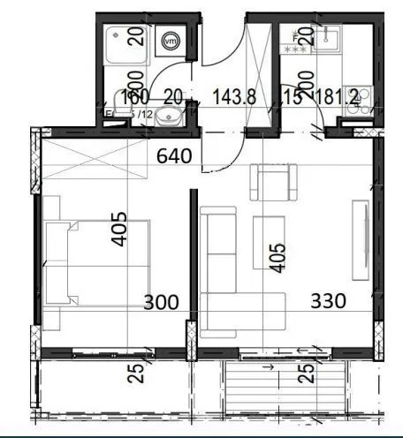 Sale, one bedroom apartment, 38m², Radanovići, Kotor